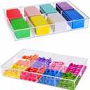 2 Pack Fixed 8 Grids Clear Plastic Organizer Sorting Tray and Transparent Storage Divider Box Container Case for Hardware, Craft, Sewing Kit, Office Supplies, Small Parts