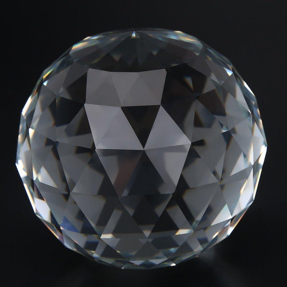 Faceted Crystal Ball Clear Cut Glass Ball 60/80mm Crystal Ball Prism Glass Translucent Faceted Gazing Ball Sphere Prisms Home Hotel Decor Hardware Fittings (80mm/3.15in)
