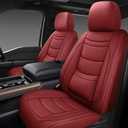 NS YOLO Leather Car Seat Covers Full Set, Universal Fit for Most Cars, SUVs and Sedans,Waterproof Luxury Leatherette Cushions, 5 Seats Protectors, Wine Red, Front Pair-2 Seats (Driver and Passenger)