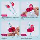 5 x HANSGO 50PCS Flamingo Straws, Flamingo Paper Drinking Straws for Tropical Luau Pool Party Supplies Table Decor Birthday Wedding Tableware Decoration