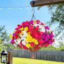 Dolicer 2 Packs Look Real Artificial Hanging Flowers for Outdoors, Realistic Artificial Flowers for Outdoors Hanging Basket UV Resistant Fake Hanging Flowers Plants for Outdoor Porch Patio Balcony