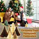 Mooliwe 6 Pcs Paper Christmas Trees Honeycomb Centerpiece 3D Paper Trees Decorations Neutral Christmas Tree Honeycomb Rustic Reusable for Xmas Home Holiday Table Decor(Neutral Colour)