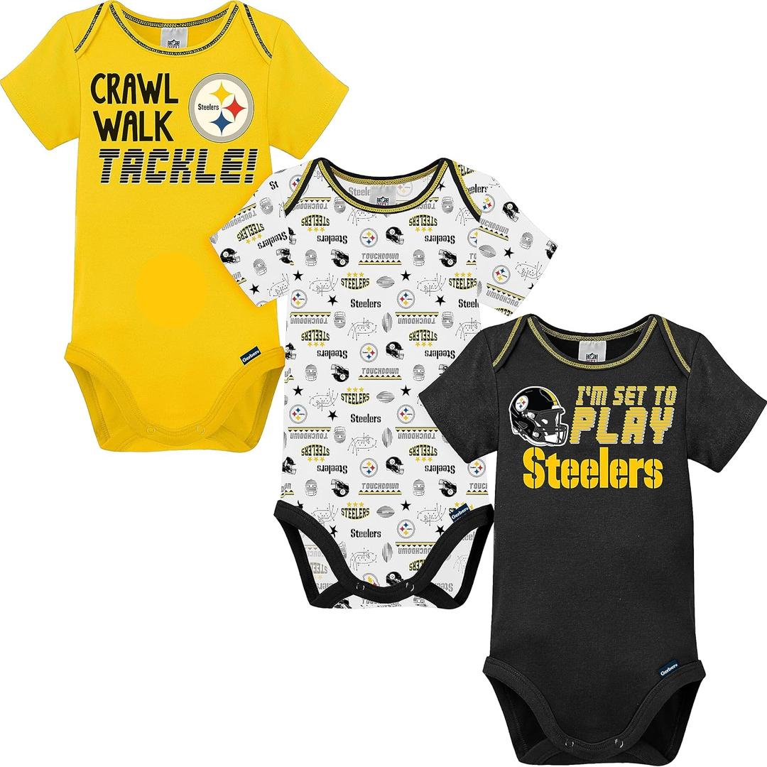 Gerber Baby NFL Team 3 Pack Short Sleeve Onesie Bodysuit (0-3 Months)