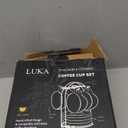 LUKA Ceramic Demitasse Espresso Cups Set with Saucers and Metal Stand, 8 oz Porcelain Cappuccino Cups Teacup For Tea, Espresso, Latte, Coffee, Cafe Mocha, Set of 4, Stripe White & Black