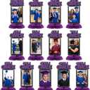 Yinkin 13 Pcs K-12 Graduation Decorations Class of 2026 Graduation Centerpieces for Tables Congrats Glitter Grad Honeycomb for Photo Toppers 4 x 6 in Picture Frame Display Party Decor(Purple)