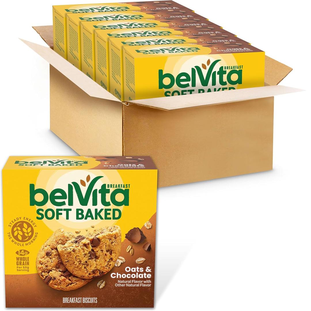 belVita Soft Baked Breakfast Bars, Oats & Chocolate, 30 Packs 1 Biscuit Per Pack, No High Fructose Corn Syrup, Artificial Flavors or Colors, Best By Nov. 02, 2026
