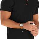 Sailwind Mens Muscle Henley Shirts Lightweight Workout T-Shirt Gym Tee Athletic Short Sleeve with Button (Large, Black)