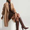 Knee High Boots Women Pointed Toe Chunky Heel Fall Tall Boots Side Zipper Long Boots for Women (9.5, Brown Pu)