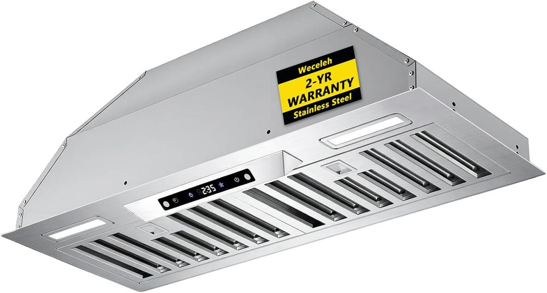 Range Hood 30 Inch Built-in/Insert Vent Hood Stainless Steel Kitchen Hood, 900 CFM Gesture/Touch Control, 3 Speed Exhaust Fan with Charcoal Filter, Ducted/Ductless Convertible, ETL Certification