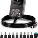 12V 2A Power Adapter Charger AC 12V Regulated Power Supply DC in 12 Volts 2000mA Power Cord with 10 Interchangeable DC Plug for LED Strip Light, CCTV Camera, GPS, Webcam, Router, BT Speaker