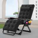Suteck Zero Gravity Chair, Reclining Camping Lounge Chair with Aluminum Alloy Lock, Folding Patio Recliner w/Removable Pad, Adjustable Headrest and Side Tray for Outdoor Patio, Lawn, and Camping
