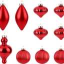 10Pcs Multiple Styles Glass Christmas Ball Ornaments for Tree Decorations, Red
