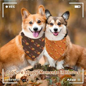 4 x Thanksgiving Dog Bandanas Puppy Scarf - Gobble Turkey Dog Outfits - 2 Pcs Adjustable Triangle Double-Layer Reversible Fall Pet Bandanas for Small Medium Large Dogs