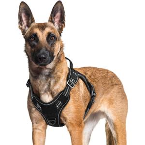 rabbitgoo Dog Harness for Large Dogs No Pull, Tactical Service Pet Vest with Molle and Control Handle, Adjustable and Reflective Military Harness for Easy Walking and Training, Black, XL