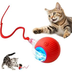 Automatic Cat Toys for Indoor Cats Interactive Dog & Cat Toy for Bored Indoor Adult Cats Kitten Toys Speedy Tail 2.0 Cat Ball Toy 2025 New Smart Rolling Ball.