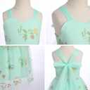 Flower Girl Dress Princess Sleeveless Floral Embroidered Kids Summer Wedding Pageant Birthday Tutu Tulle Dress (3-4T, Green)