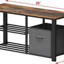 Simple Houseware 2 Tier Shoes Bench with Wood Top and Storage Bins, Rustic Brown 35"