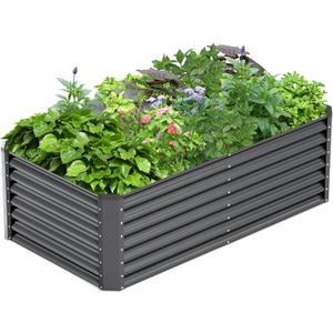6x3x2FT Galvanized Raised Garden Bed,Galvanized Planter Boxes Outdoor, Large Metal Raised Garden Beds for Vegetables-Grey