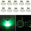 WLJH 10x Green T3 Neo Wedge Led 3030 SMD Chip 8mm Base Car Instrument Cluster Light Dashboard Gauge HVAC AC Heater Climate Control Lamps Switch Indication Interior Bulb Replacement (mini)