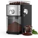 ROUNEXES Flat Burr Coffee Grinder Electric, Coffee Grinder with 17 Grinding Settings, Burr Mill Grinder with Large Bean Hopper & Removable Container