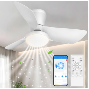 Ceiling Fans Lights with APP & Remote Control: 30 Inch Low Profile Ceiling Fans with Lights Reversible Small Flush Mount Ceiling Fan 3 Colors Quiet 6 Speeds Ceiling Fan for Bedroom Livingroom Kitchen