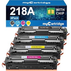 218A Toner Cartridges 4 Pack (with Chip) Compatible Replacement for HP 218A 218X for Color Laserjet Pro 3201dw MFP 3301fdw 3301cdw 3301sdw Printer Ink W2180A W2180X High Yield (BCMY, 4-Pack)