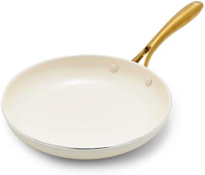 GreenPan Swift 10" Ceramic Nonstick Frying Pan Skillet, PFAS & PFOA-Free Healthy Cooking, Gold Stainless Steel Handle, Versatile Cooking Essentials, Dishwasher & Oven Safe, Cream