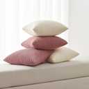 Topfinel 4 Packs Cream White Decorative Throw Pillow Covers 20x20 Inch for Living Room Couch Bed Sofa, Boho Western Farmhouse Home Decor, Soft Plush Corduroy Cute Square Beige Cushion Case 50x50 cm