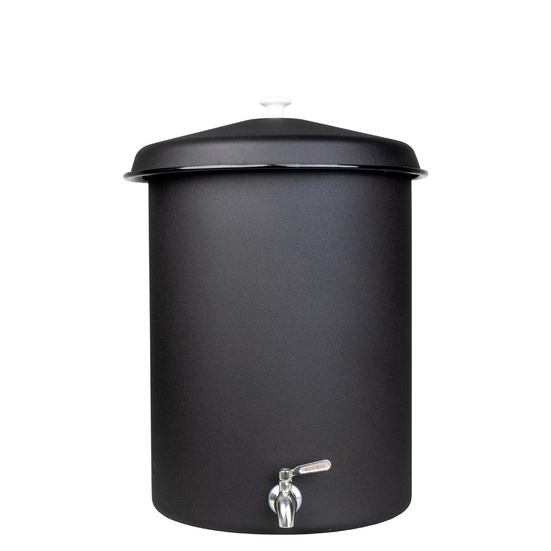 Ecofiltro | 7.1 Enamelware Gallon Water Purifier Dispenser with Activated Charcoal Matte Black Color - Eco-Friendly for Home, Office, and Kitchen Decor. Gravity-Fed Countertop Water Filter System