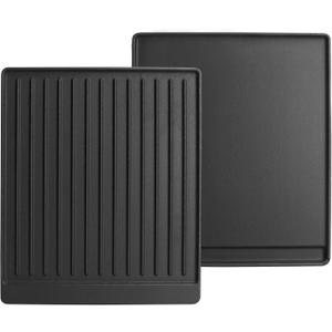 2-in-1 Reversible 14” x 16” Pre-Seasoned Cast Iron Cooking Griddle for Gas Stove/Charcoal/Electric/Propane/Gas Grill, Flat Griddle Top Plate for Camping Tailgating