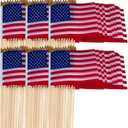 110 Pcs 12x18 Inch Small American Flags on Stick - Mini American Flags with Safety Spear Tip - Bulk Solid Wooden Pole Handheld US Flag for Parades Independence Day Memorial Day 4th of July Decorations