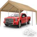 10x20FT Carport Canopy Replacement Cover Heavy Duty Waterproof & UV Protected, All Weather Car Shade Canopy with Ball Bungees (Beige, 10'x20', Frame is not Included)