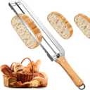 Adjustable Bread Slicer for Homemade Bread - Upgrade Manual Sourdough Bread Knife with Thickness Guide, Bread Bow Cutter with Stainless Steel Serrated Blade for Baguettes Bagels, Ideal Gift for Baker