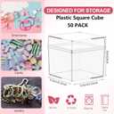 Leinuosen 50 Pcs 2 x 2 x 2 Inch Clear Acrylic Plastic Box with Lid Square Candy Containers for Party Favors Small Square Cube Storage Candy Box for Pill Tiny Earring Jewelry Herb Bead Gifts