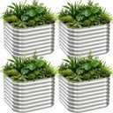4 PCS Galvanized Raised Garden Bed Outdoor, Metal Garden Bed for Vegetables, Above Ground Garden Box for Flower, Steel Raised Beds for Gardening - 3FT, 3ftx3ftx10inch