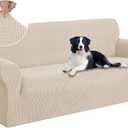 U-NICE HOME Stretch Couch Cover Sofa Cover Sofa Slipcover Furniture Protector for 4 Cushion Couch Sofa Pet Friendly(Oversized Sofa, Beige)