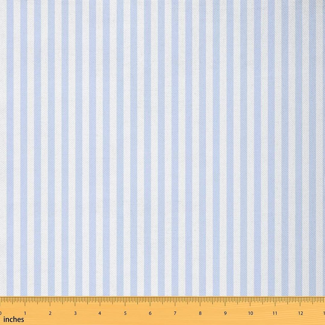 Blue White Stripes Soft Flannel Polyester No Stretch Fabric by The Yard,Modern Simple Style Striped Fabric by The Yard Sewing Supplies,Cute,1 Yard,36" L x 59" W