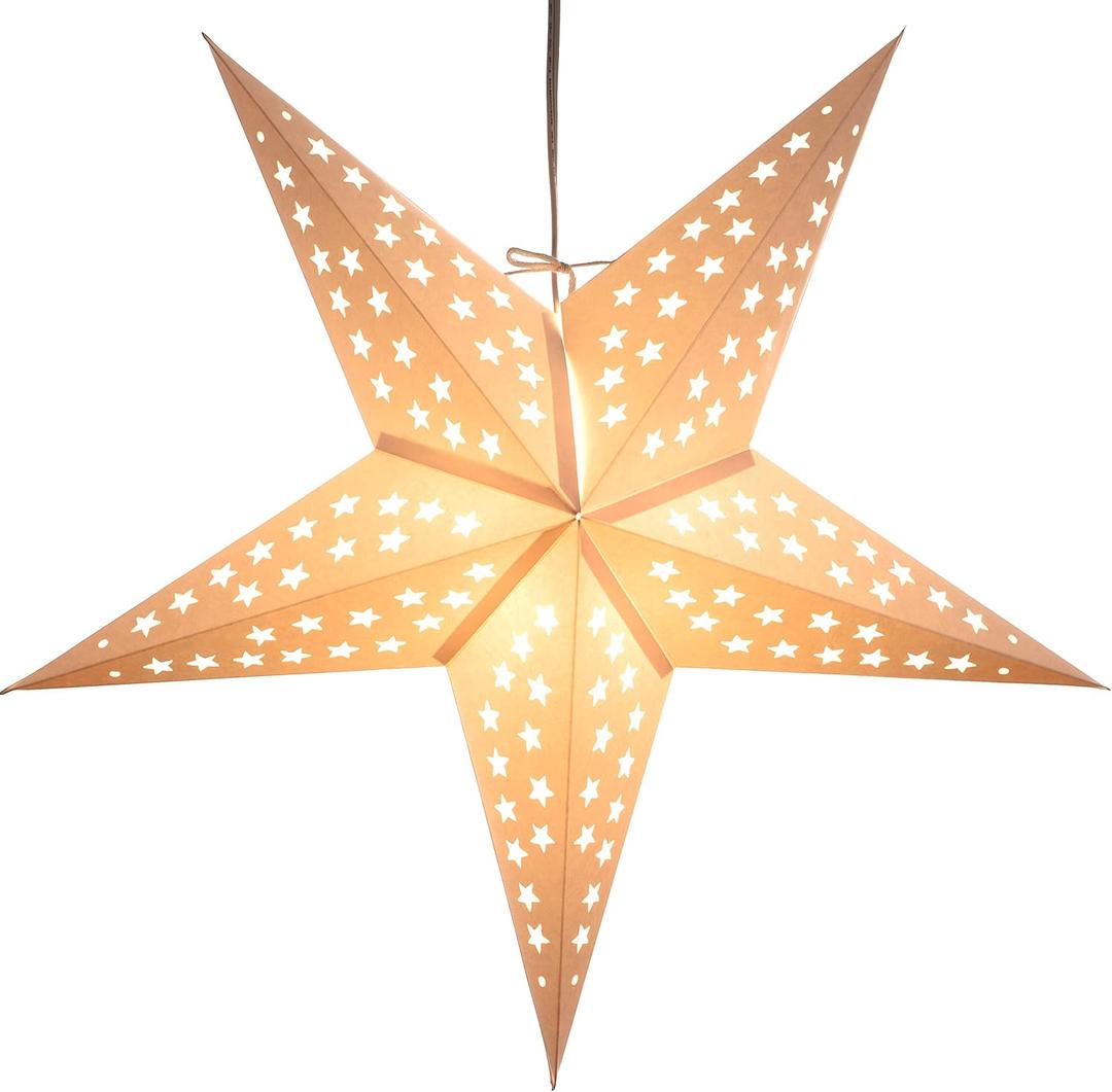 White Serenity Paper Star Lantern with 12 Foot Power Cord Included