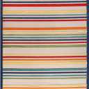 Superior Indoor Outdoor Area Rug, Perfect for Patio, Bedroom, Kitchen, Laundry Room, Entryway, Office, Playroom, Carpet Cover, Modern Casual Stripe Geometric, Eastyn Collection, 7' 10" x 9' 10", Cream