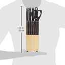Amazon Basics 14-Piece High Carbon Stainless Steel Kitchen Knife Set with Full Tang Construction, Ergonomic Handles, Sharpener and Pinewood Block, Black