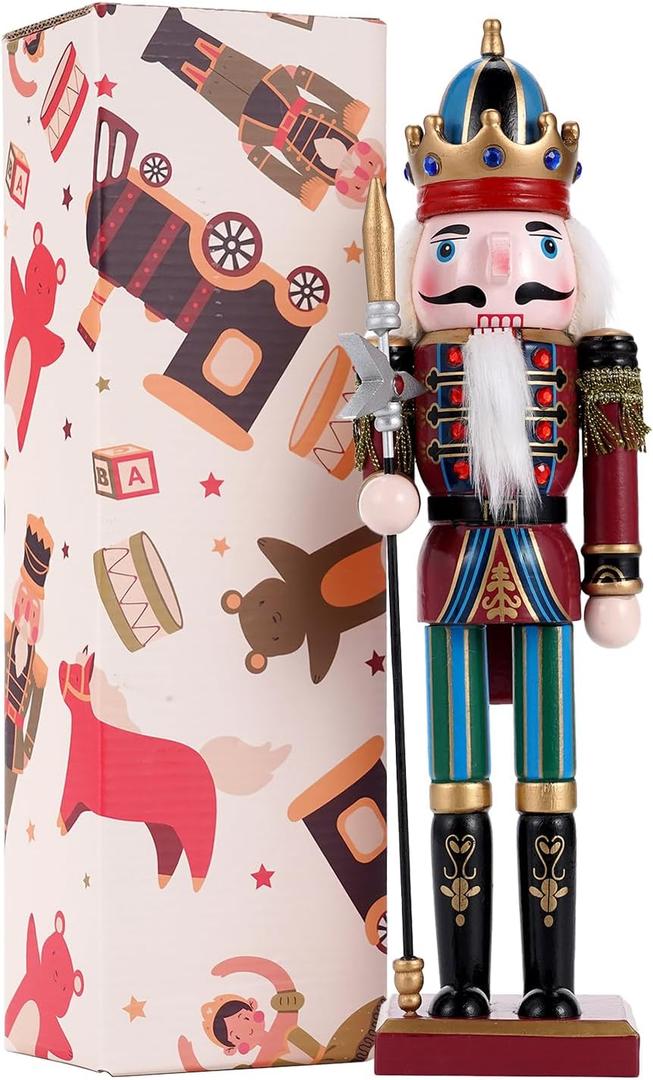 Tpudn Christmas Decorations Nutcracker Ornament 12 inch Wooden Traditional,Painted Nutcracker Figures Festive Collectible Christmas for Party Tabletop Thanksgiving Decor(Pikeman)