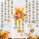 12 Pack Fall Little Pumpkin Party Hanging Decorations Blue Little Pumpkin Baby Shower Decorations Fall Truck Gnome Maple Leaf Hanging Swirl for Boy Harvest Paper Cutouts for Autumn Birthday (Multi Color)