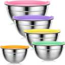 Mixing Bowls with Lids Set - 5 PCS Stainless Steel Mixing Bowls - Mixing Bowl Set with Lids for Kitchen, Size 4.4, 3.6, 2.7, 2.1,1.5QT, Ideal for Baking, Prepping, Cooking and Serving Food (Colorful)