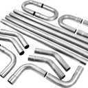 3'' Custom Exhaust Kit Universal Mild Steel 16 Gauge Tubing Mandrel Bend Pipe Straight & U-Bend (16PCS, 2 Packs)
