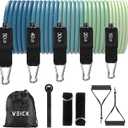 VEICK Resistance Bands, Exercise Bands, Workout Bands, Resistance Bands for Working Out with Handles for Men and Women, Exercising Bands for Fitness Weights Work Out at Home blue green