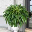 MARTINE MALL 2Pcs 48''/ 88 Leaves XXL Large Fake Ferns Artificial Ferns for Outdoors, UV Resistant Faux Boston Fern for Outdoor Planter Realistic Hanging Artificial Fake Plants for Porch Patio