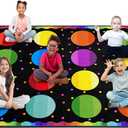Booooom Jackson Black Seating Classroom Rug for Kids Room Seating Dcor, 6'6" x 8'6" Large Preschool Carpet Seating Rug for Teaching and Playroom, Non-Slip Rubber Backing