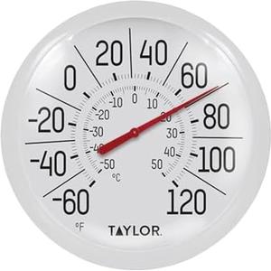 Taylor Big & Bold Indoor Outdoor Dial Thermometer, Decor for Patio, Pool, or Garage, 8.5 Inch, White Bezel