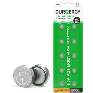 DURNERGY SR621SW Watch Battery 10 Pcs, AG1 Battery Watch Batteries 364 363, Alkaline Coin Button Cell Battery, LR621 Green Battery