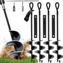 MIXC 18 Inch Heavy Duty Ground Anchors Screw in, 4 Pack Spiral Trampoline Stakes with Straps, Drill Adapter and Upgraded T-Wrench, 2.76'' Wider Blades for Swing Set, Shed, Carport, Mobile Home